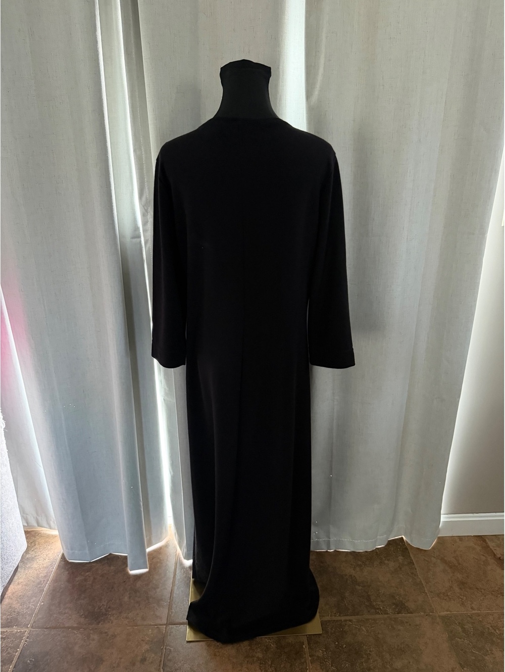 Worthington Black V-Neck Long Sleeve Maxi Dress Size Large - Picture 2 of 5